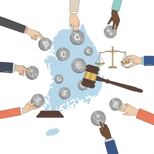 Korean Cryptocurrency Regulations: Minimalistic Design Illustration