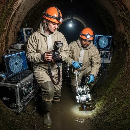 Professional Female Photographer and Male Assistant in High-Tech Exploration