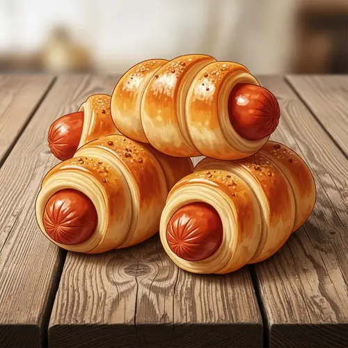 Rustic Village Sausages in Dough Logo Design