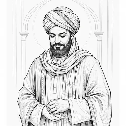 Imam Ali Pencil Sketch - Historical Religious Figure Portrait