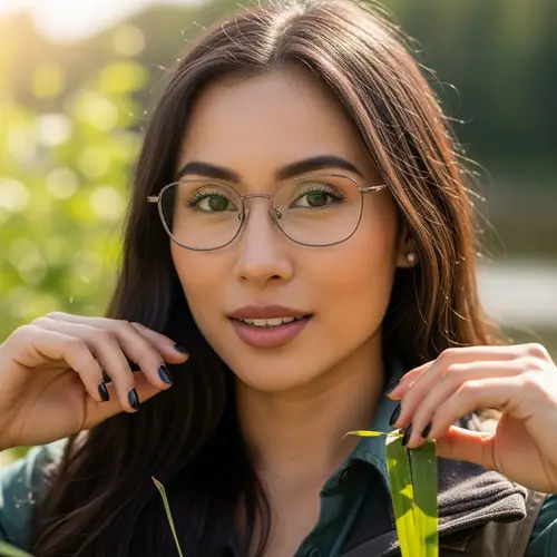 Female Environmental Scientist with Unique Glasses and Dark Brown Hair