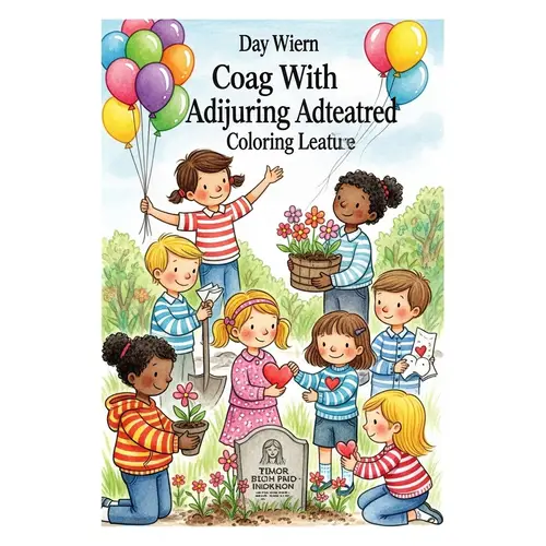 Whimsical Watercolor Children's Book Cover Illustration: Coping with Death in Vibrant Style