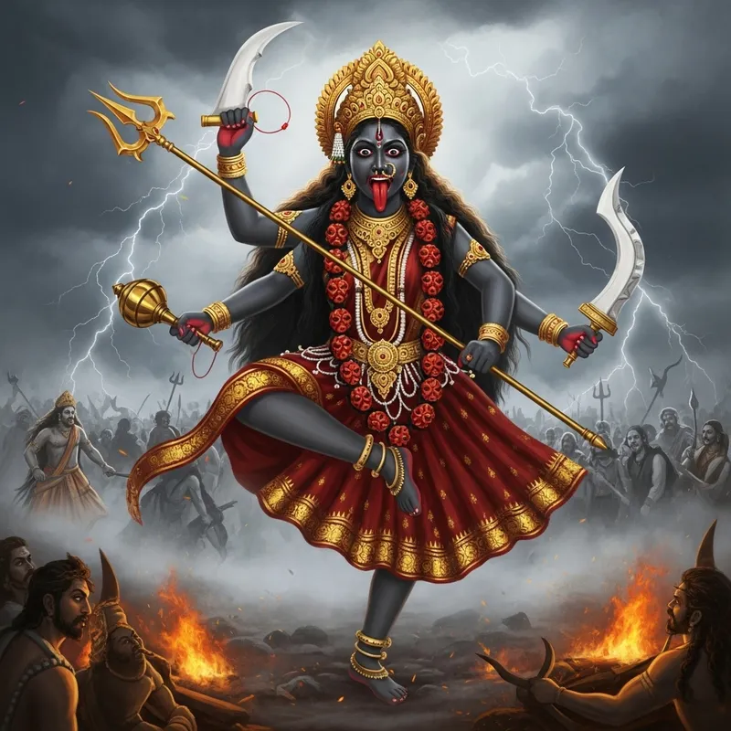 Fierce Dance of Goddess Kali in Hindu Mythology