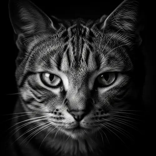 Monochromatic Cat Portrait with Majestic Aura | Intense Gaze