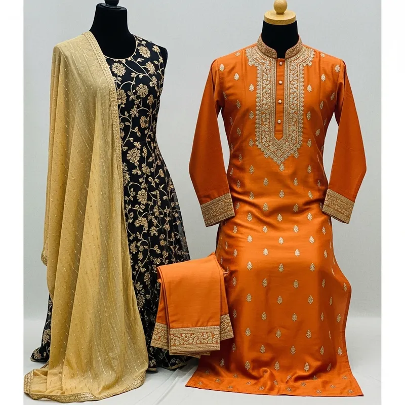Stylish Branded Kurta Set with Stunning Gold Embroidery