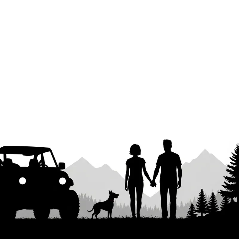 Stylish Off-Road Couple Silhouette Artwork Stylish Off-Road Couple Silhouette Artwork