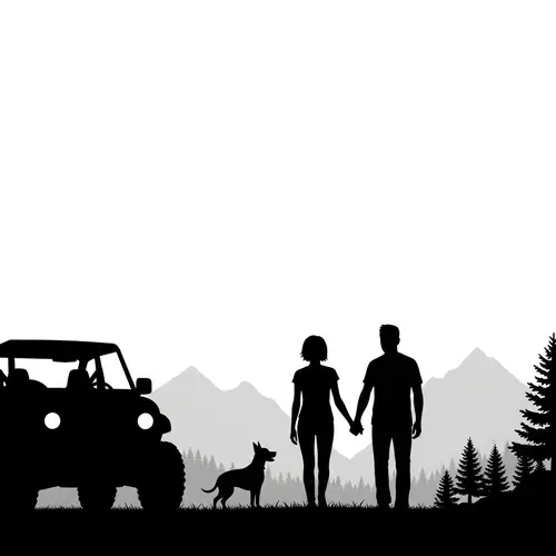 Stylish Off-Road Couple Silhouette Artwork