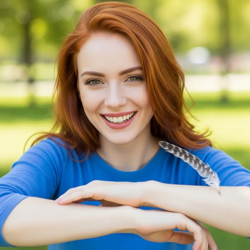 Attractive Redhead Girl Giggling with Joy Outdoors | Playful Tickling