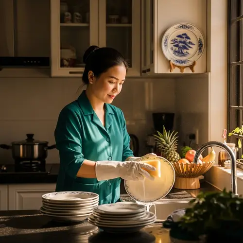 Vietnamese Woman My Doing Dishes for Family | Heartwarming Scene