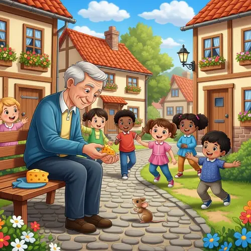 Heartwarming Scene of Unity and Kindness in Village | Elderly Man and Mouse Cartoon