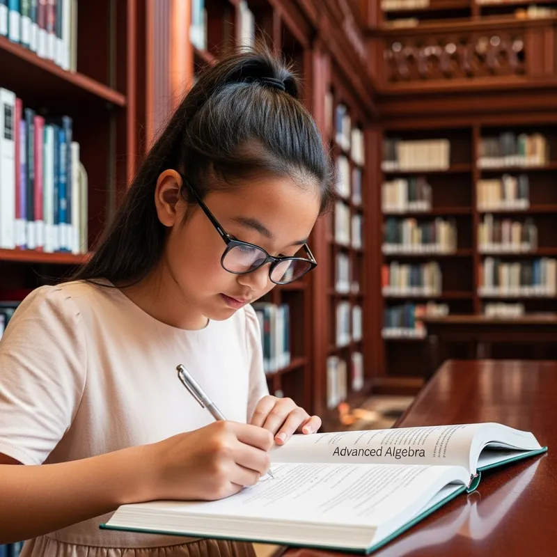 Smart Girl Studying in Library