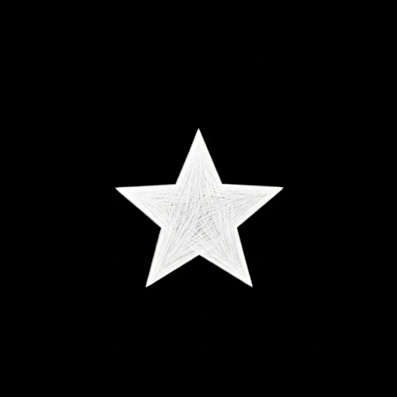 White Star on Black Background - Pencil Drawing Art