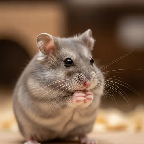 Adorable Grey Hamster: Cute and Small Rodent Companion