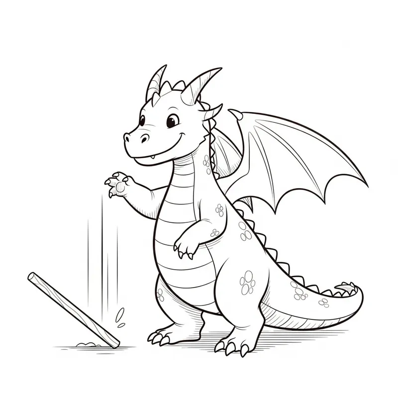 Adorable Dragon with Outstretched Paw Holding Falling Pole Adorable Dragon with Outstretched Paw Holding Falling Pole