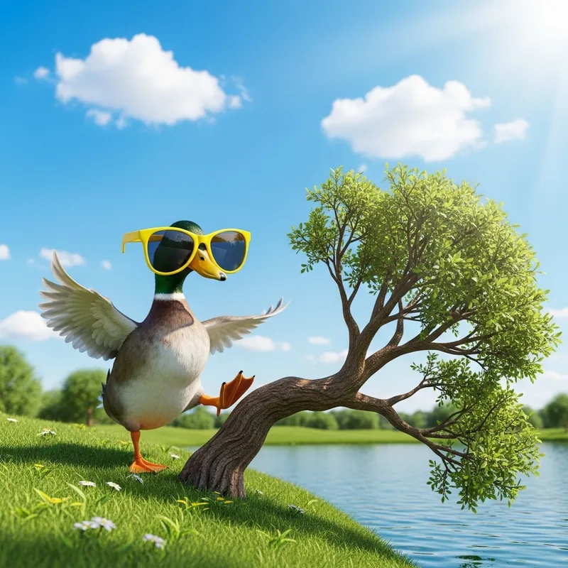 Hilarious Duck in Sunglasses at Park Pond