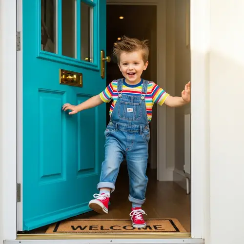 Small Child Stepping Out of Home