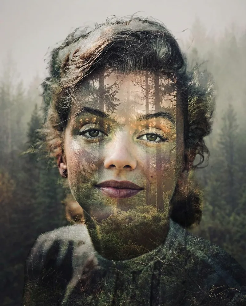 Double Exposure Portraits: Nature & Urban Fusion Art
