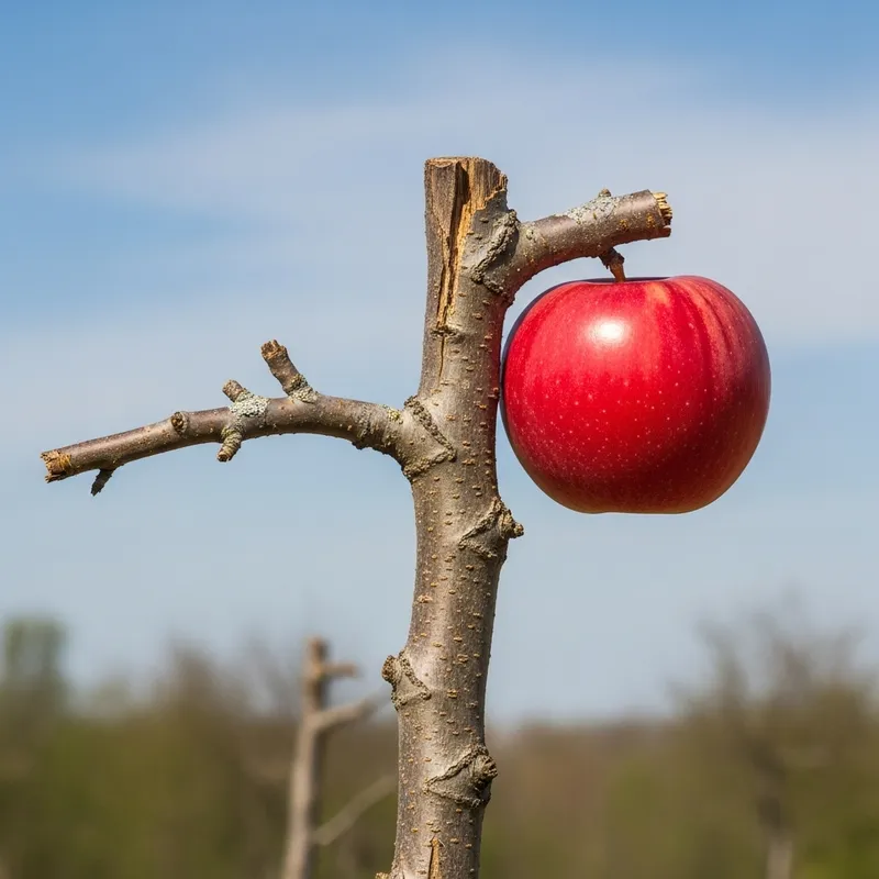 Anomaly: Lone Giant Apple on Leafless Tree Anomaly: Lone Giant Apple on Leafless Tree