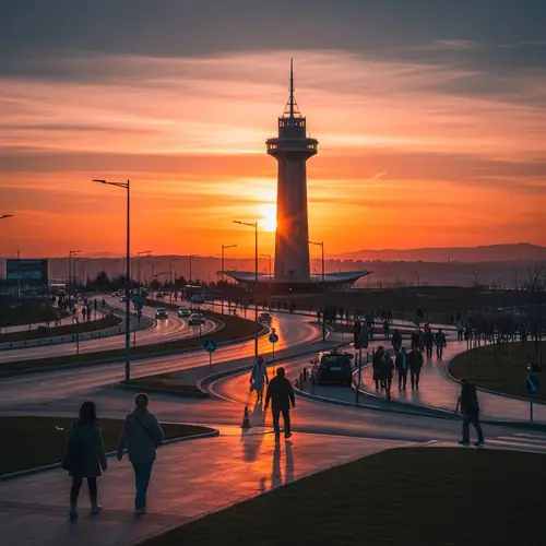 Atakule Ankara Sunset View | Vibrant Sky & Majestic Architecture