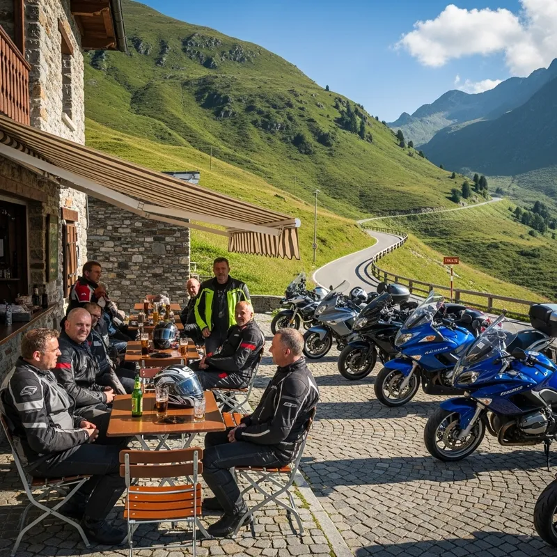 Motorcyclists Enjoying European Mountain Roads & Sunshine