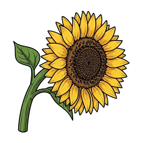 Detailed Sunflower Icon - Bold & Vibrant Image