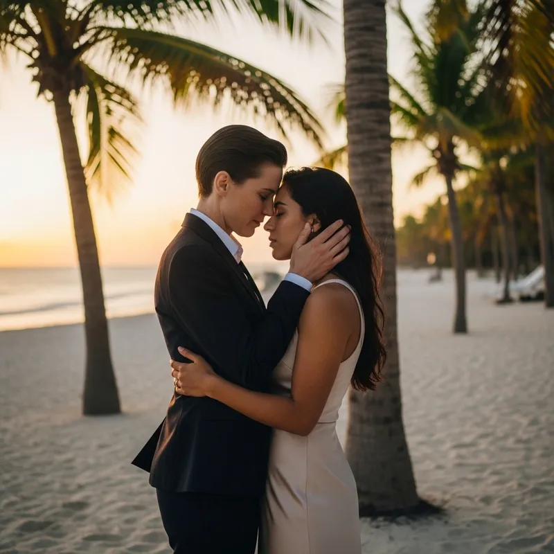 Tender Multicultural Love Story on Seashore