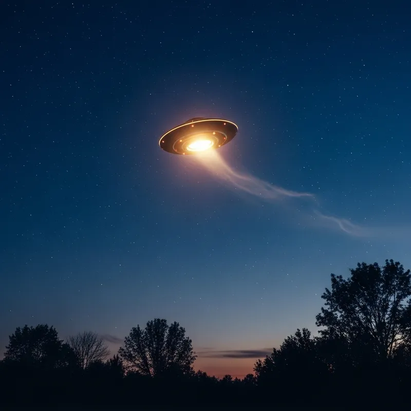 Ethereal UFO Soaring Through Twilight Sky