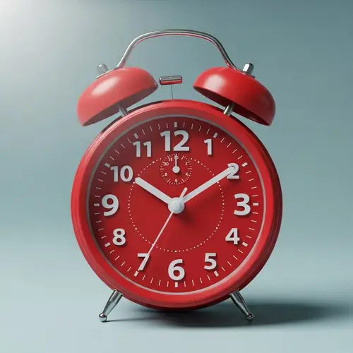Striking Red Alarm Clock - Time Urgency in Focus