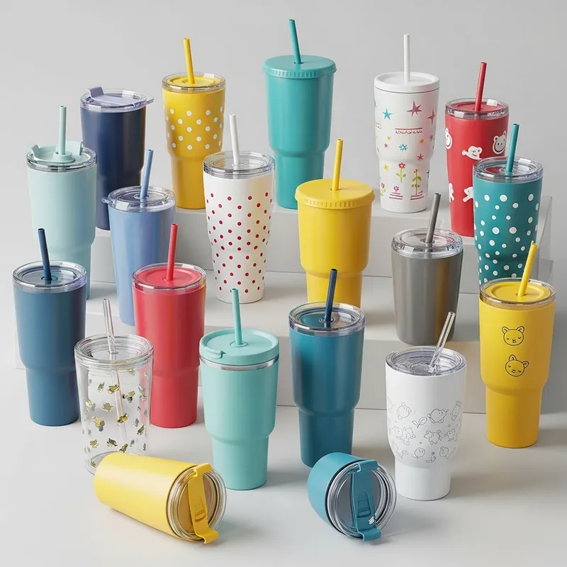 Cute Tumbler Cups Assortment - Colorful & Whimsical Selection