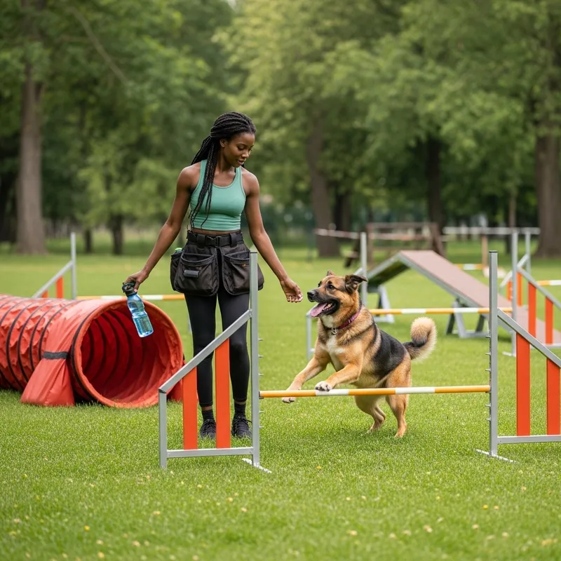 Modern Dog Training in a Green Park with Positive Reinforcement Techniques