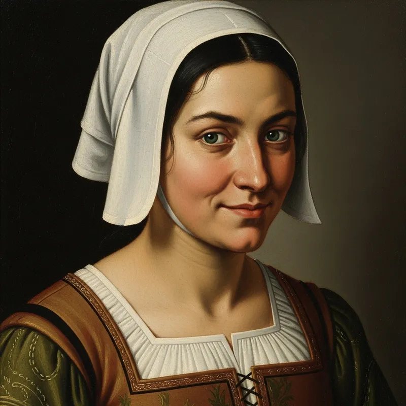Roguish Hispanic Maid Portrait | 14th-15th Century Style