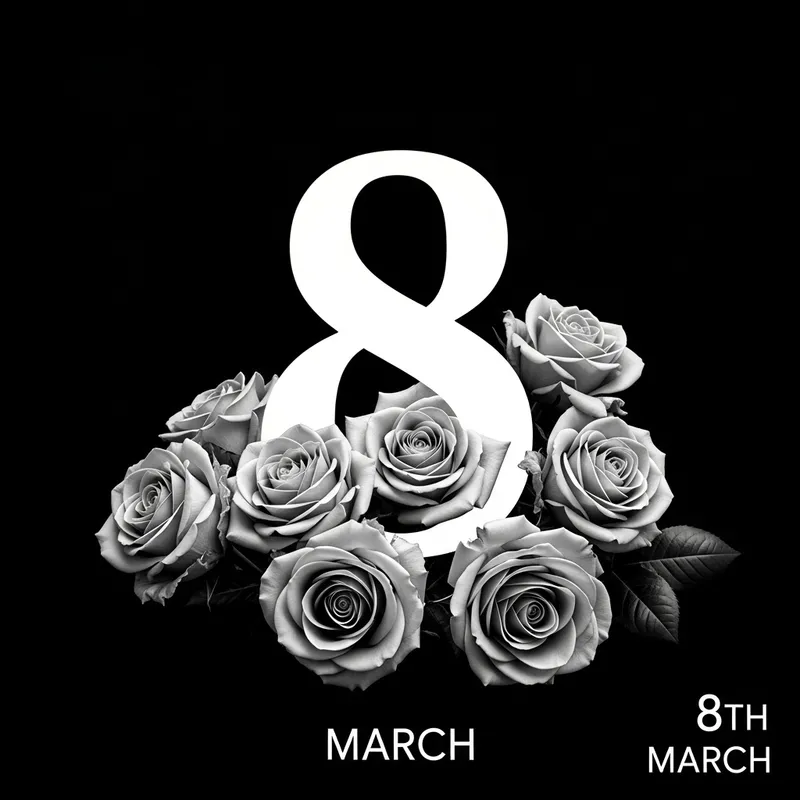 Contrast Image: Number 8 with Rose Flowers