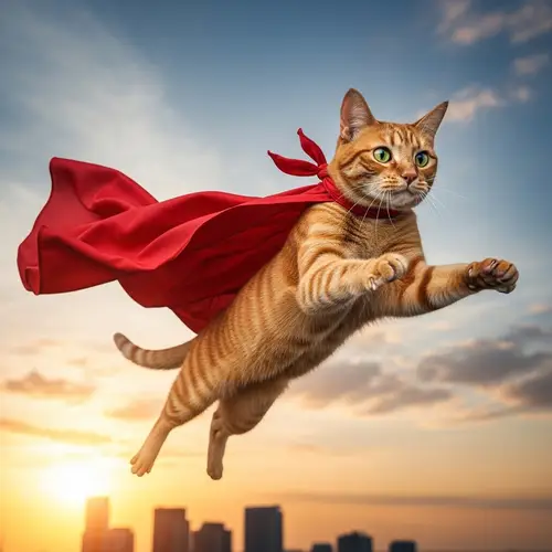 Flying Cat with Cape: Incredible Image