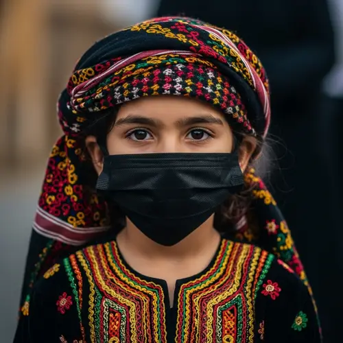 Young Middle-Eastern Girl in Black Face Mask | Determination & Strength