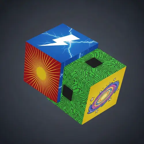 Animated Cube with Four Distinct Faces