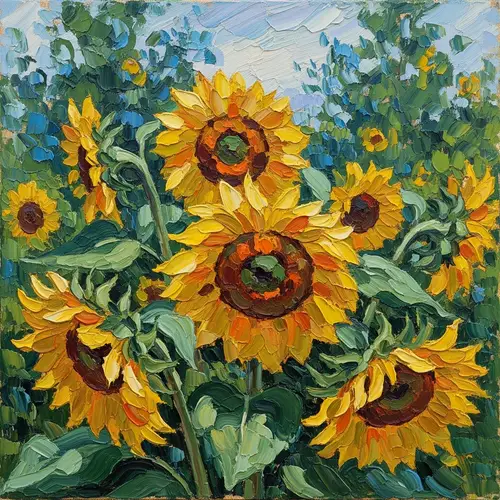 Impressionist Sunflower Painting
