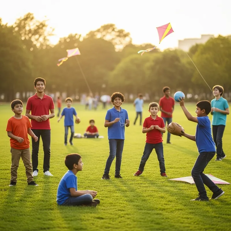 Joyful Multicultural Boys in a Beautiful Park