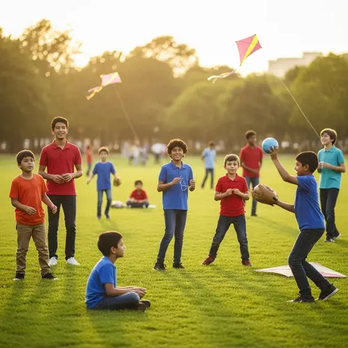 Multicultural Boys in a Joyful Park Setting
