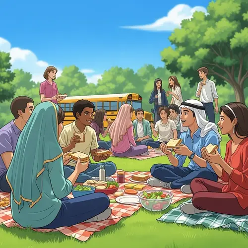Diverse School Picnic with Students Enjoying Fun Activities