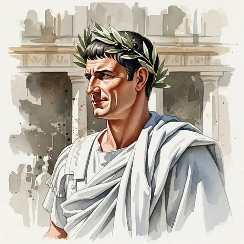 Roman Era Public Figure in Watercolor Style