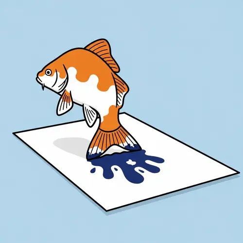 Carp Tail Fin Ink Print - Unique Color Clipart Design
