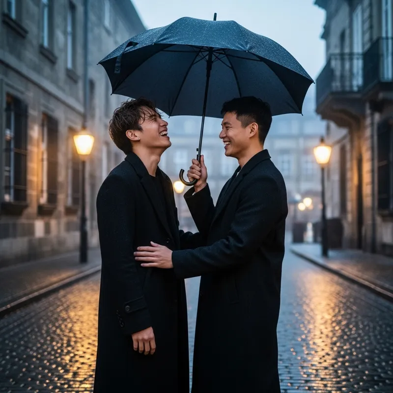 Jungkook and Taehyung BTS Laughing in Rain with Umbrella
