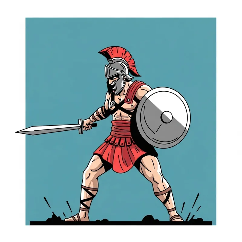 Action-Packed Gladiator Victory Art - Comic-Inspired Style Action-Packed Gladiator Victory Art - Comic-Inspired Style