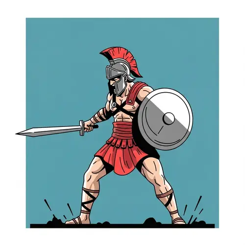 Fierce Gladiator Victory Art - Minimalist Graphic Style