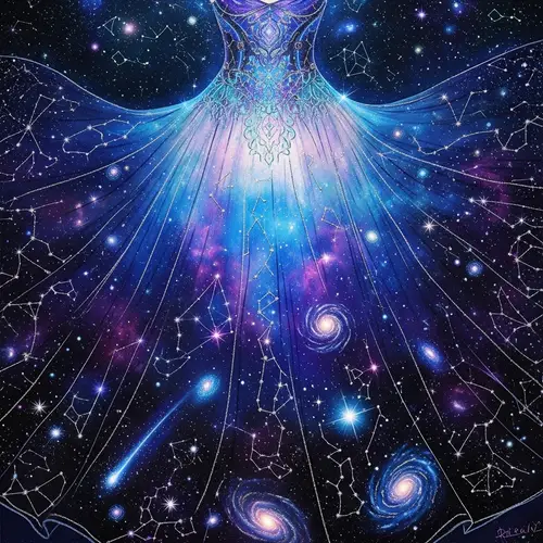 Glowing Galactic-Themed Dress - Celestial Fashion Inspiration