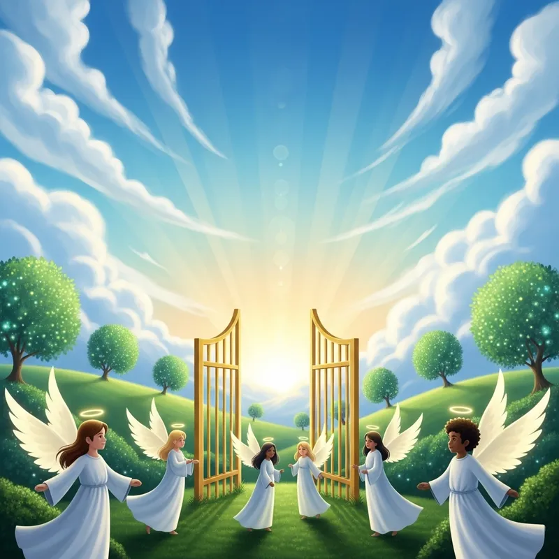 Heavenly Bliss: Serene Image of Azure Sky and Golden Gates