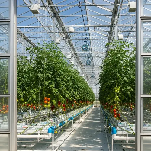 Sunlit Greenhouse with Hydroponic Tomato System