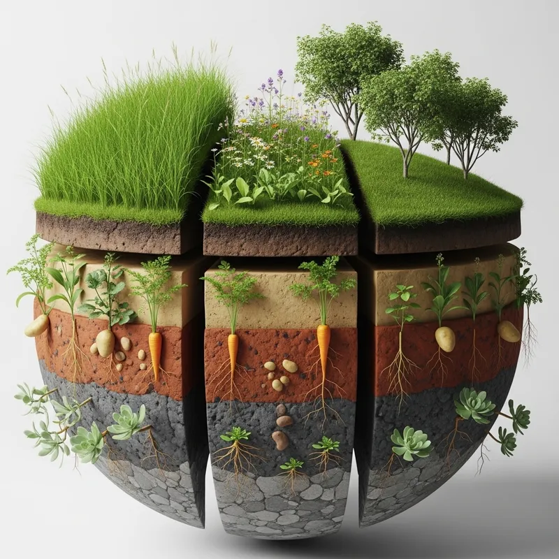 Diverse Ecological Globe with 5 Soil Layers & 6 Plant Varieties