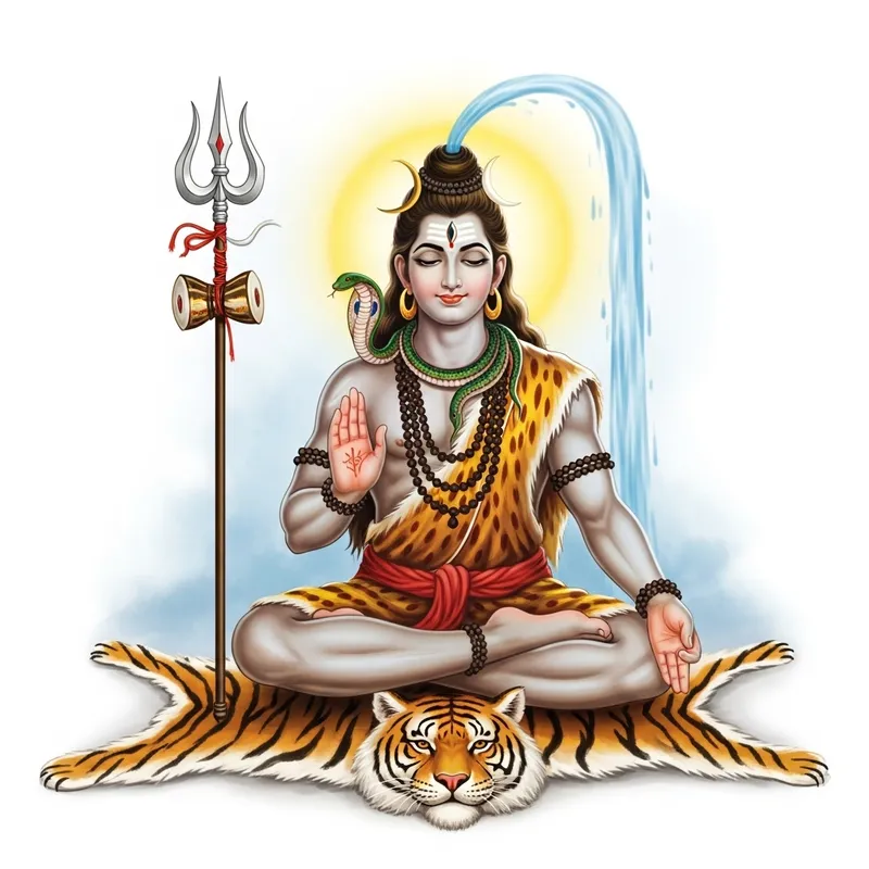 Lord Shiva: Seated Meditation on Tiger Skin | Divine Aura