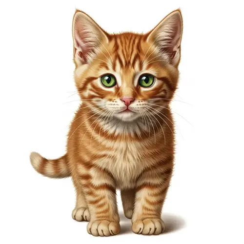 Vivid Ginger Cat with Green Eyes | Naturalistic Art Style